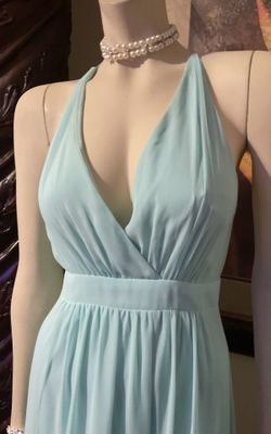 Elegant Aqua Halter Dress