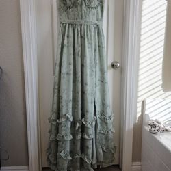 Long A-line Floral Chiffon dress