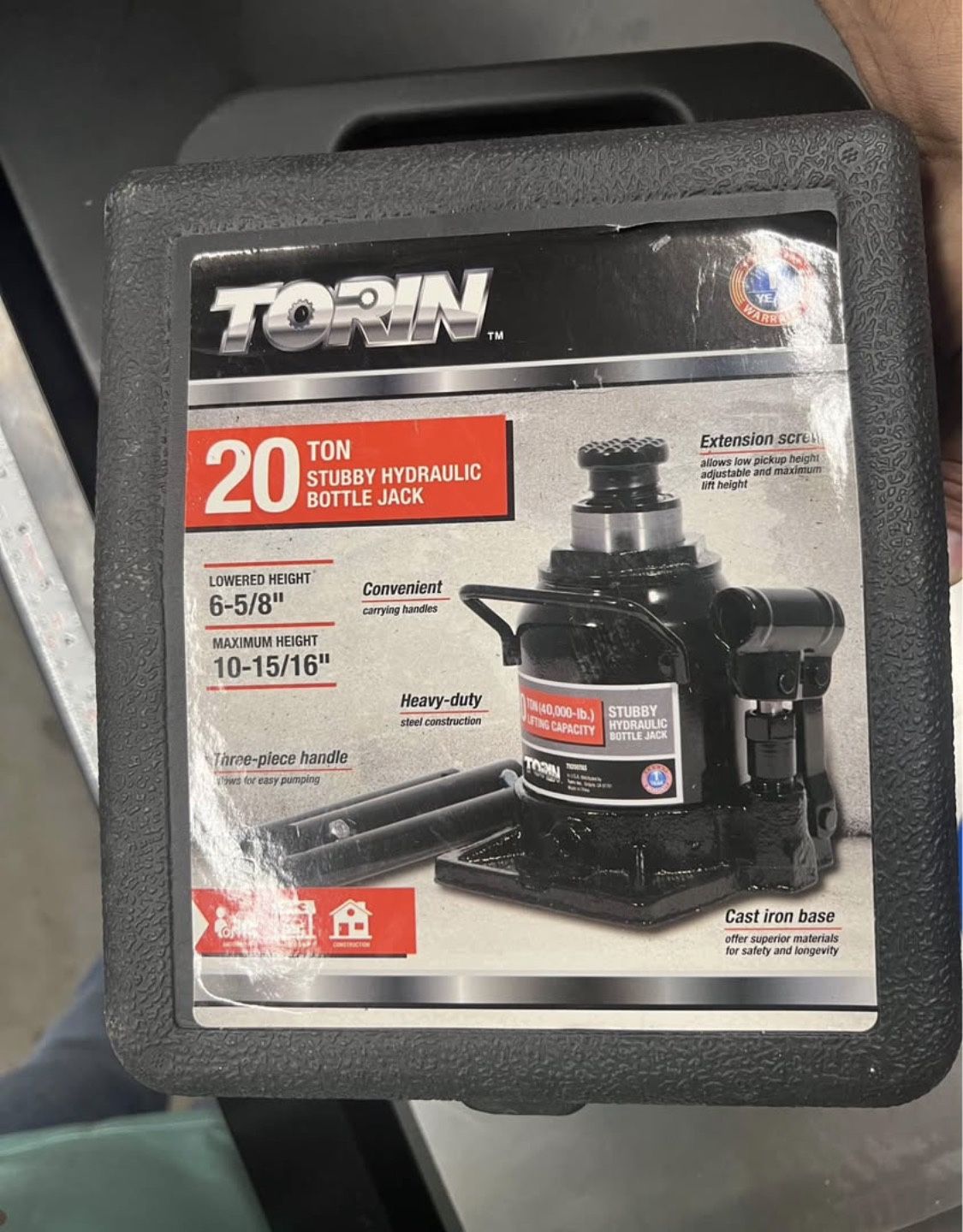 Torin Black 20-Ton Steel Hydraulic Bottle jack
