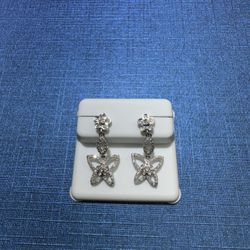 14k Butterfly Diamond Earring White Gold