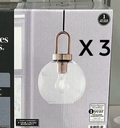 NEW (Set of 3) Glass Pendants Light Fixtures