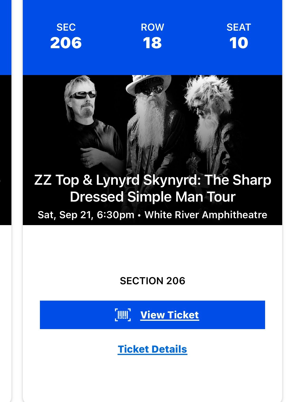 ZZ Top - Lynyrd Skynyrd 9/21 White River $30 Each