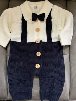 Newborn Boys Knitted Sweater Romper