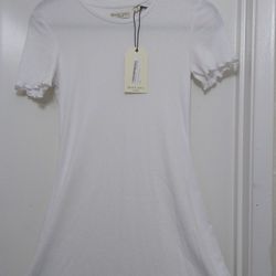 NWT White Mini Lettuce Hem Dress Size Small Brave Soul Brand