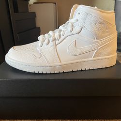 Jordan 1 Mid Triple White Size 8.5. 