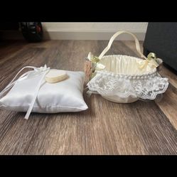 Ring bearer pillow and flower girl basket