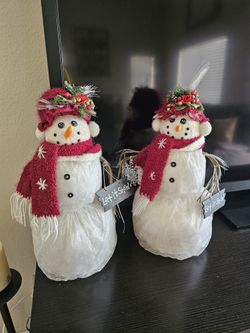 Set Of 2 Vintage Christmas Snowman 16" 