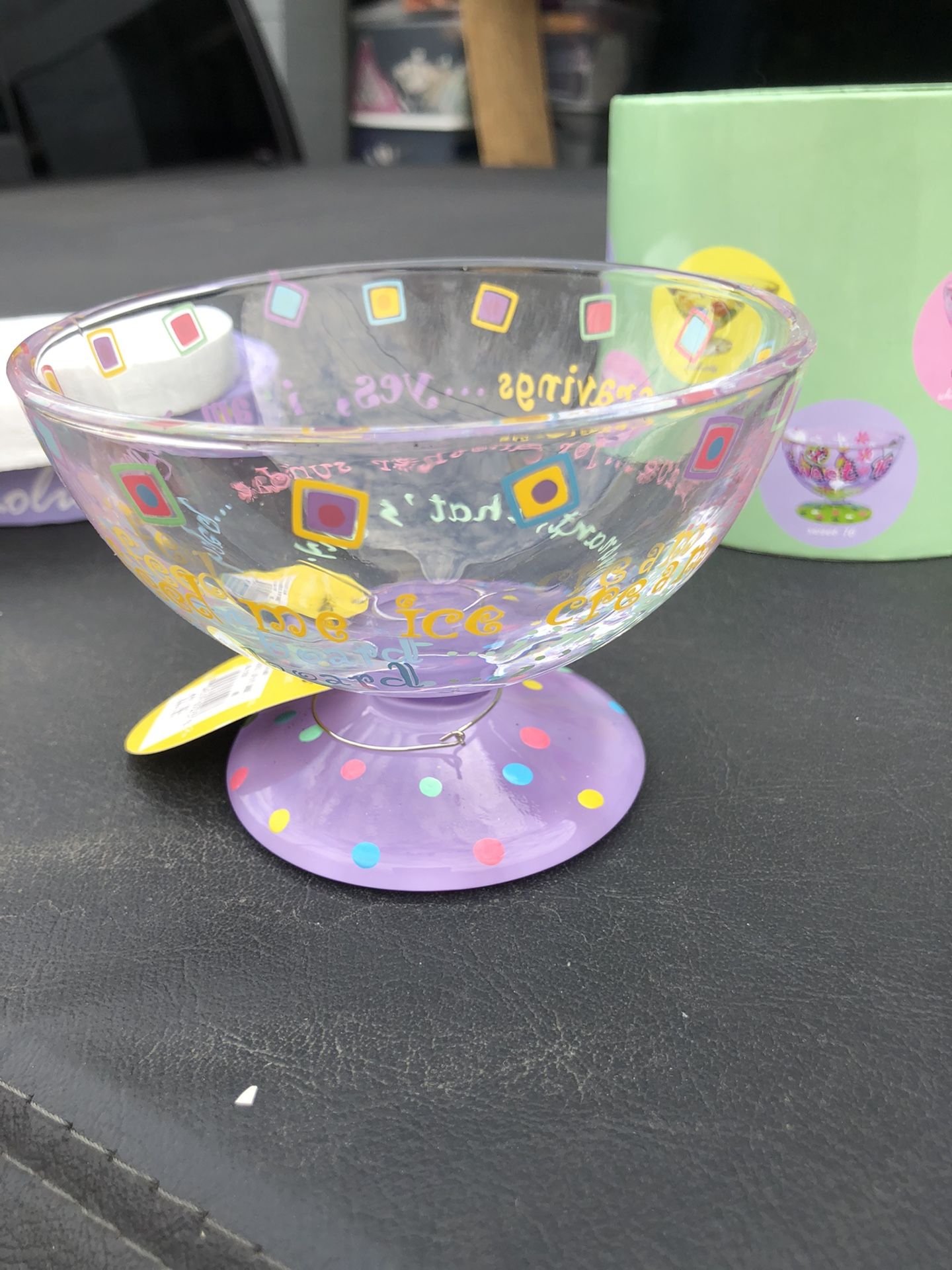 Lolita, “Eating for Two”, hand painted retired sundae bowl, box included
