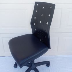 Black Rolling Swivel Reclining Office Task Chair, with Upholstered Vinyl Adjustable Seat