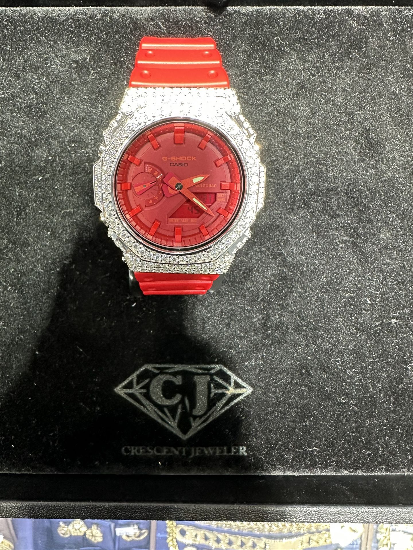 MOISSANITE DIAMOND G-Shock WATCH VVS DIAMOND WITH SILVER BEZEL