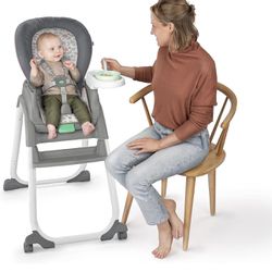 Ingenuity Full Course 6-in-1 High Chair - Baby to 5 Years Old, 6 Convertible Modes, 2 Dishwasher Safe Trays - Milly
