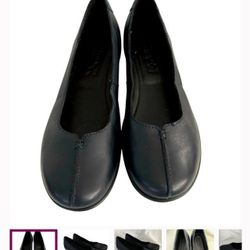 Black Leather Ballet Flats 2 Pairs