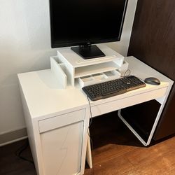 White IKEA desk And Free Office Chair