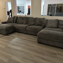 Brand New Modular Corduroy Lined Sectional Set