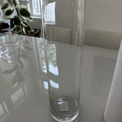 Glass Vase Round 14” Tall 4 “ Diameter