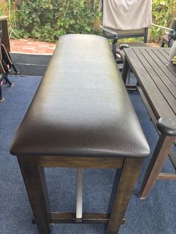 Dark Brown Faux Leather Bench