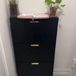 Shoe Cabinet Storage w/3 Flip Drawers for Entryway, Freestanding Modern Narrow Shoe Organizier