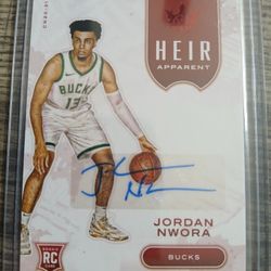2020-21 Panini Court Kings Heir Apparent, Jordan Nwora Rookie RC Auto, Milwaukee Bucks. Numbered 22/75 