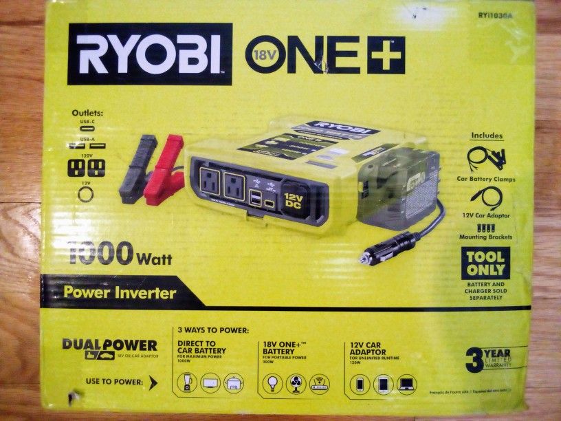 Ryobi ONE+ 18V 1000-Watt Max 12 Volt Automotive Power Inverter 