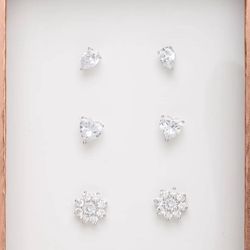 Extremely Popular Silver Stud Earrings Set With Zircon Fine Jewelry Gift For Her