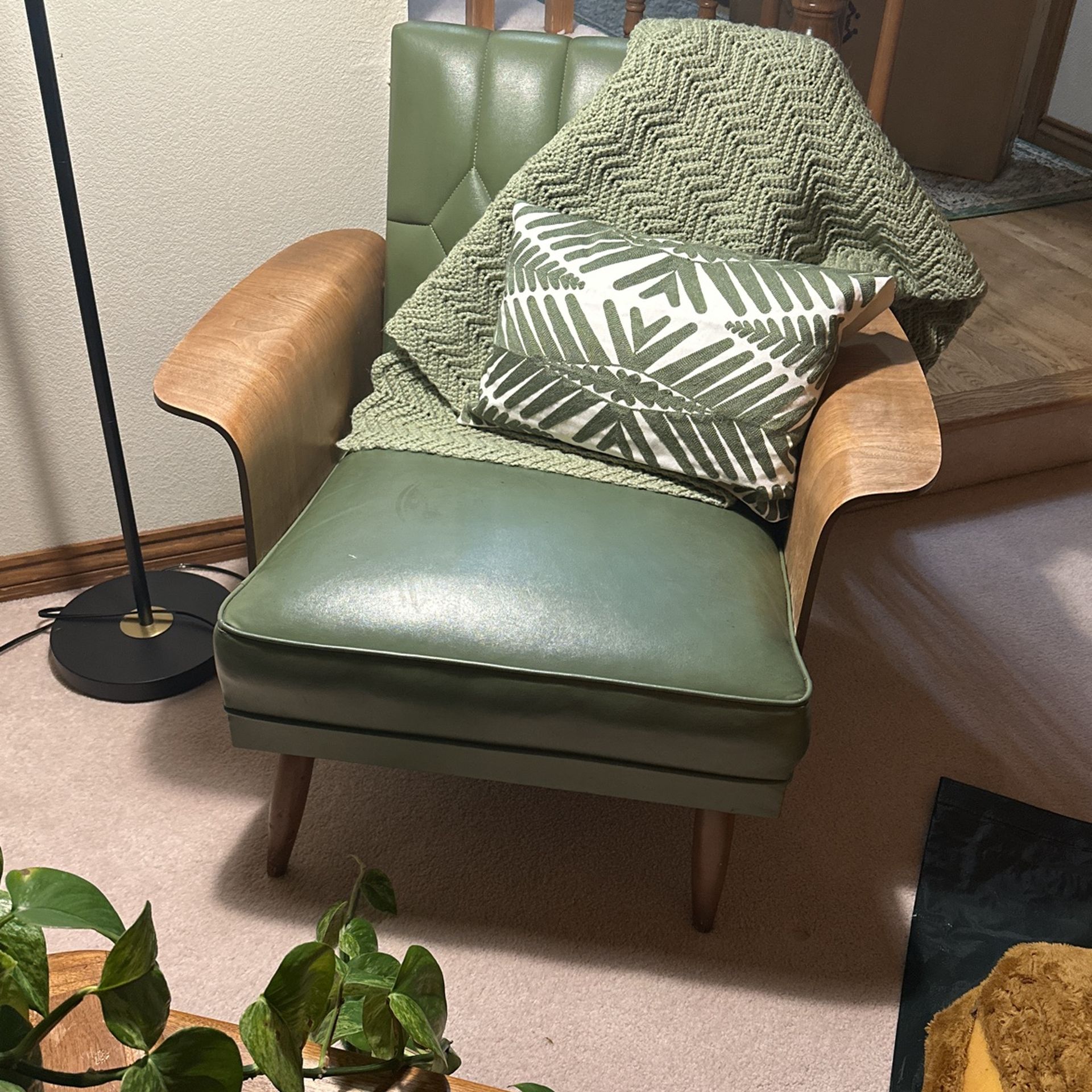 Vintage Mid Century Vinyl Couch And Chair Set