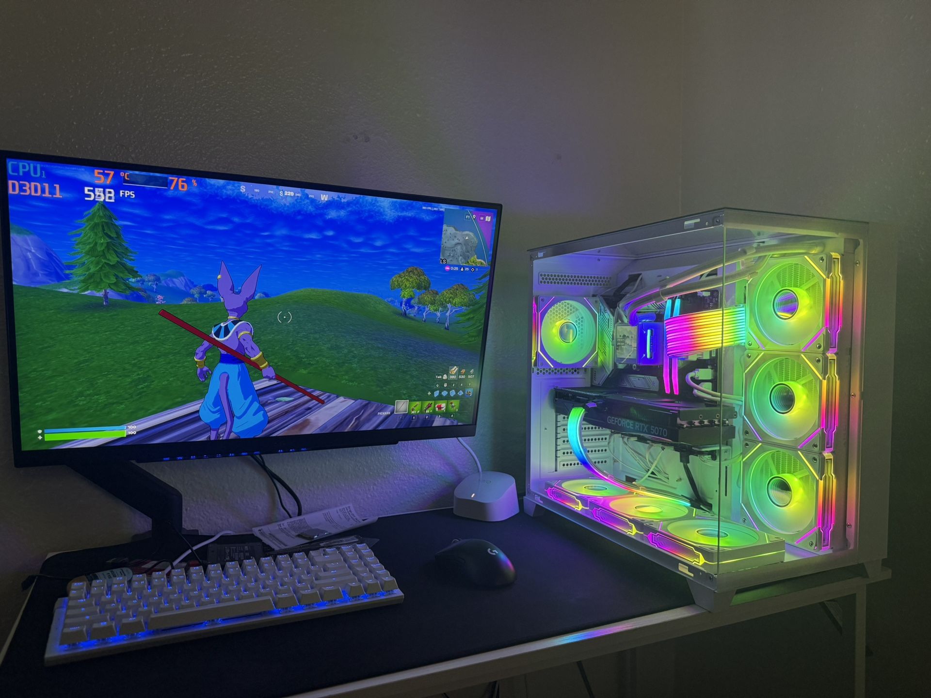 White Gaming Pc Computer Desktop RTX 5070 Beast High End