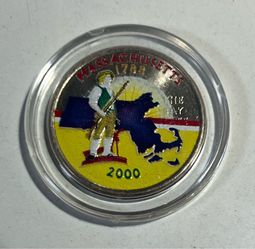 2000-D Colorized Massachusetts State Quarter Coin