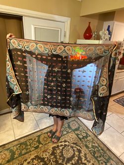 Beautiful 88”x 36” Embroidered Scarf or Shawl.