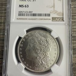 1882 CC Morgan Silver Dollar MS63 NGC