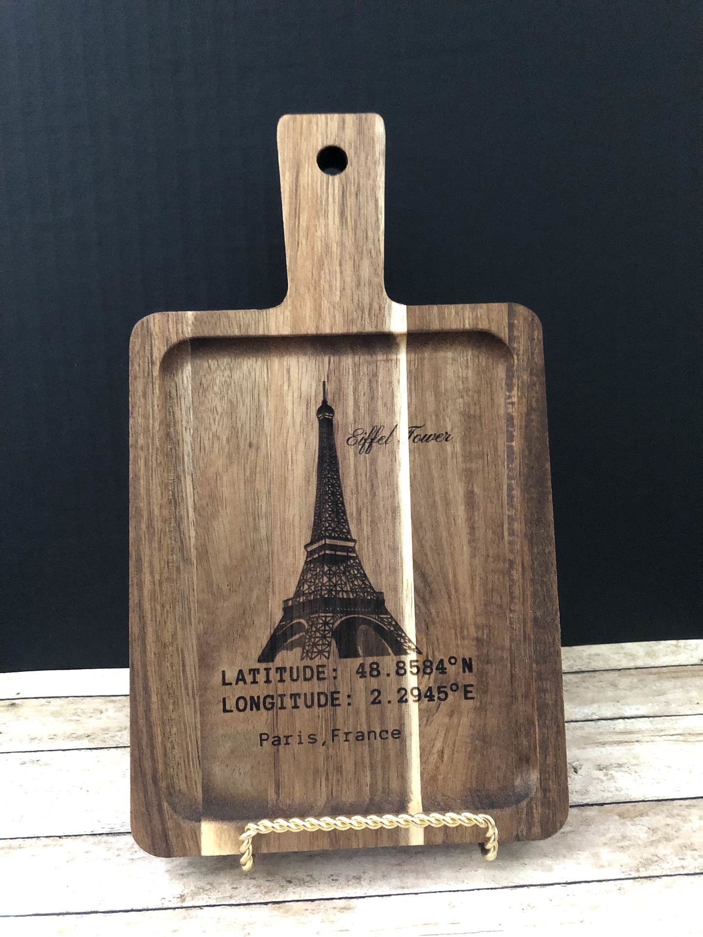 Engraved Eiffel Tower With Latitude And Longitude Coordinates
