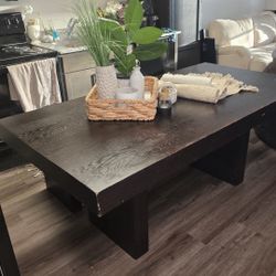 Solid Wood Dining Table + Bench (Seats 6) + 2 FREE Cushions – Modern Farmhouse / Crate & Barrel Style