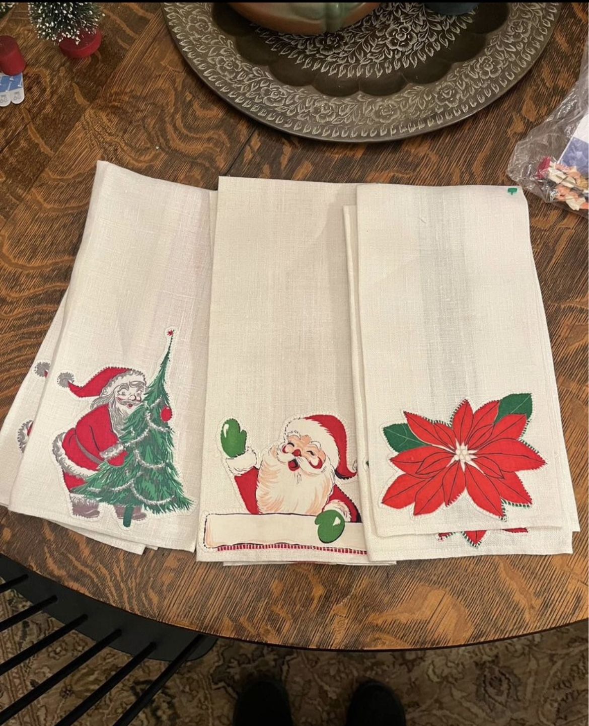 Three Great New Handmade Christmas Tea Towels Hand Towels Vintage Style