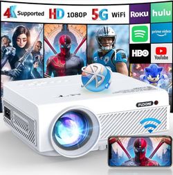 Roconia 5G WiFi Bluetooth Native 1080 Projector, 18000LM Full HD Movie Projector, 300" Display Support 4k Home Theater, Compatible with iOS/Android/XB