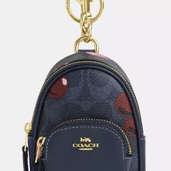 COACH Mini Court Backpack Bag Charm In Signature Canvas CHERRY