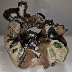 VINTAGE 1990 Second Nature Design Wildlife Collection "Litter of Wolf Pups"