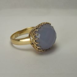 Blue Chalcedony 925 Silver Ring