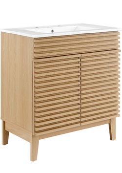 NEW Modway Render 30" Bathroom Vanity With Sink in Oak White