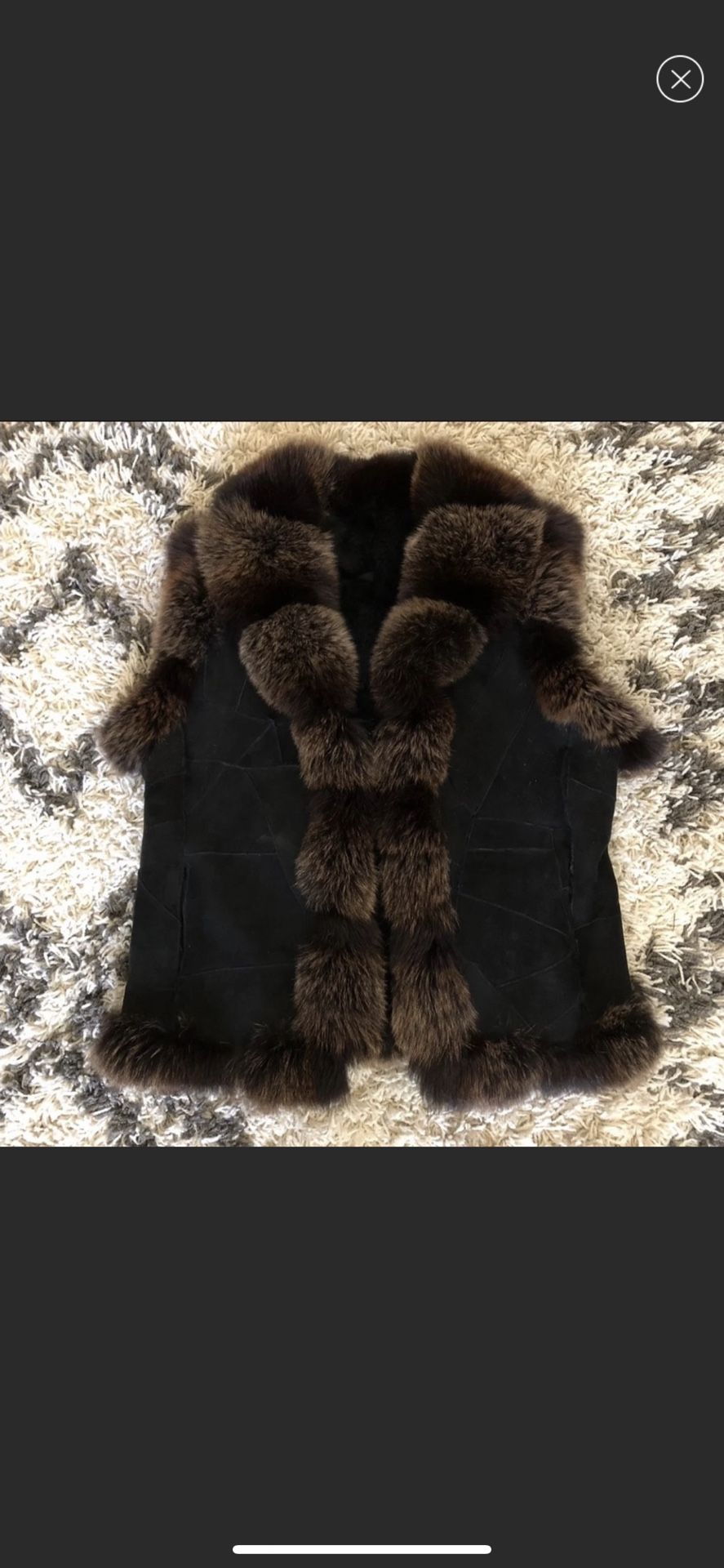 Genuine Fox Shearling Black & Brown Vest Size Large