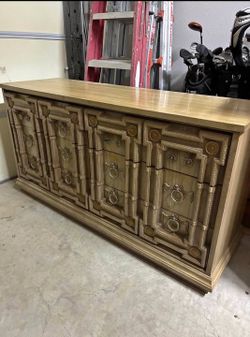 Vintage Wood Dresser with Ornate Hardware