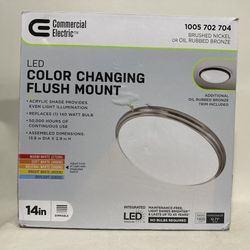 New Commercial Electric Flush Mount 14" LED Light Color Temps Interchangeable Trim