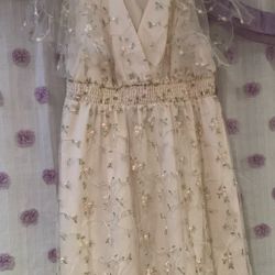 SHEIN White Floral Print Long Dress