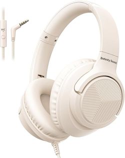Over ear wired headphones built I. Microphone for calls and online classes