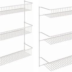 ClosetMaid 3-Tier Hanging Wall Mounted Metal Rack for Spices, Shelf Storage, Pantry Organization, Laundry, Kitchen, Bathroom, White, 8022 (Pack of 2)