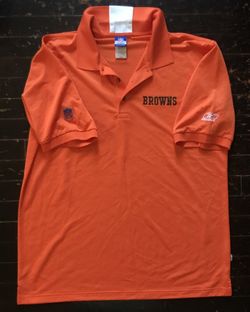 Reebok Cleveland Browns NFL team apparel Throwback Orange Polo shirt Large Football 