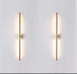 NEW Set of 2 Gold Dimmable LED Sconces - 32" Modern Wall Lights