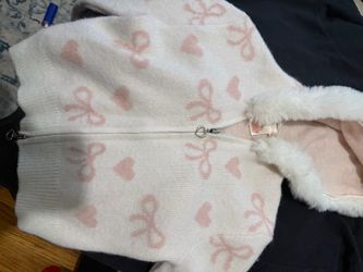 Girls Zip-Up Knit Sweater with Faux Fur Trim