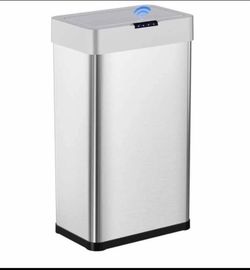 Trash Can, Sensor Motion Stainless Steel Garbage Bin Touchless Smart Waste Bin, W/Stay-Open, Soft Close Lid, Display Light for Kithchen, Living Room, 