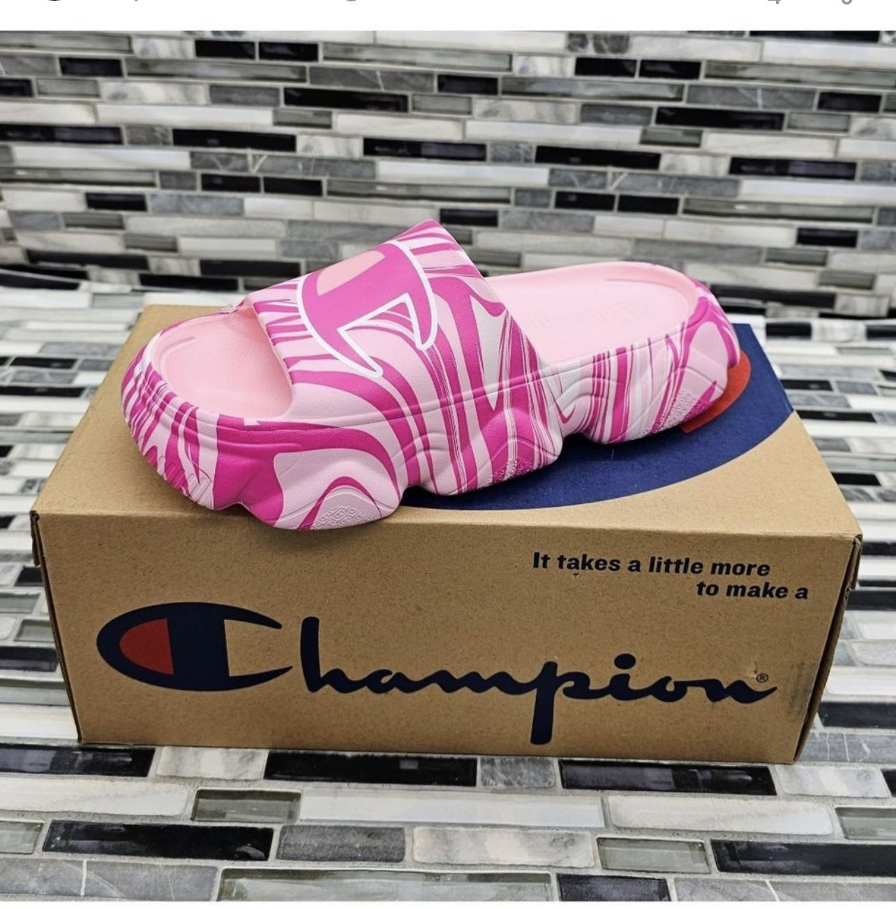 Champion Meloso Squish Swirl Women's Pink Slides