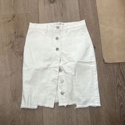 JOA White denim skirt button down XS
