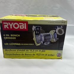 Ryobi 6” Bench Grinder NEW in Box – LED Light – Ready to Use